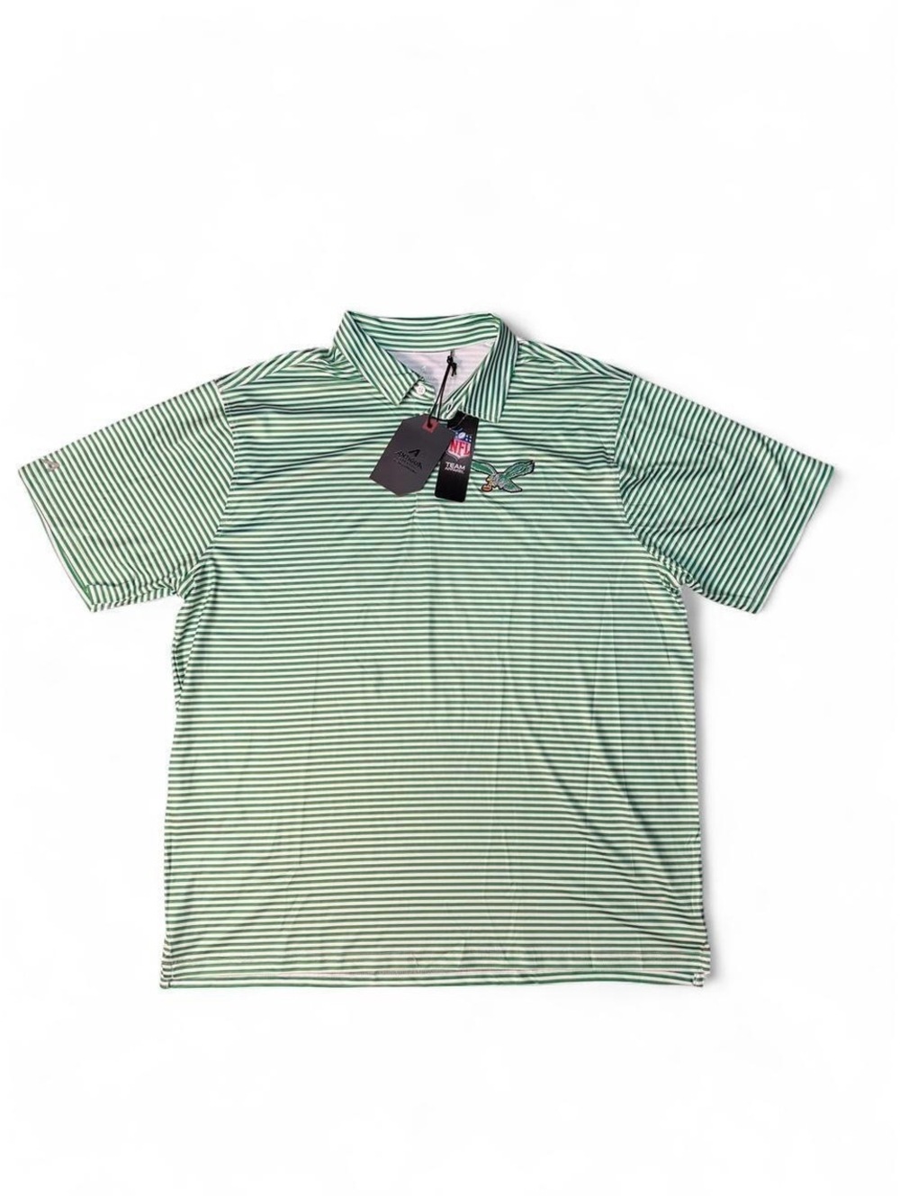 NWT Antigua Philadelphia Eagles Skills Polo XL Kelly Green White Striped NFL